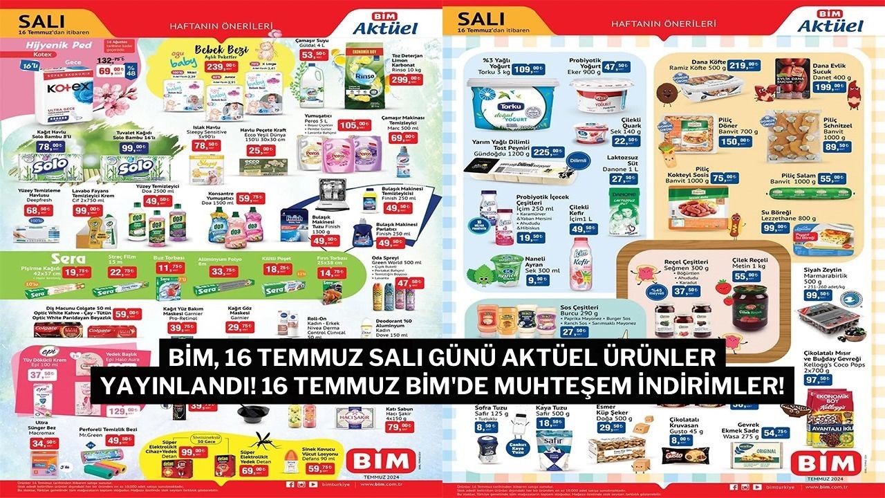 Bim 16 Temmuz Salı Günü Aktüel Ürünler Yayınlandı! 16 Temmuz Bim'de Muhteşem İndirimler!