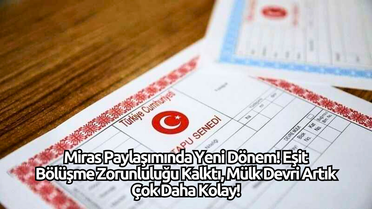 Miras Paylaşımında Yeni Dönem! Eşit Bölüşme Zorunluluğu Kalktı,  Mülk Devri Artık Çok Daha Kolay!