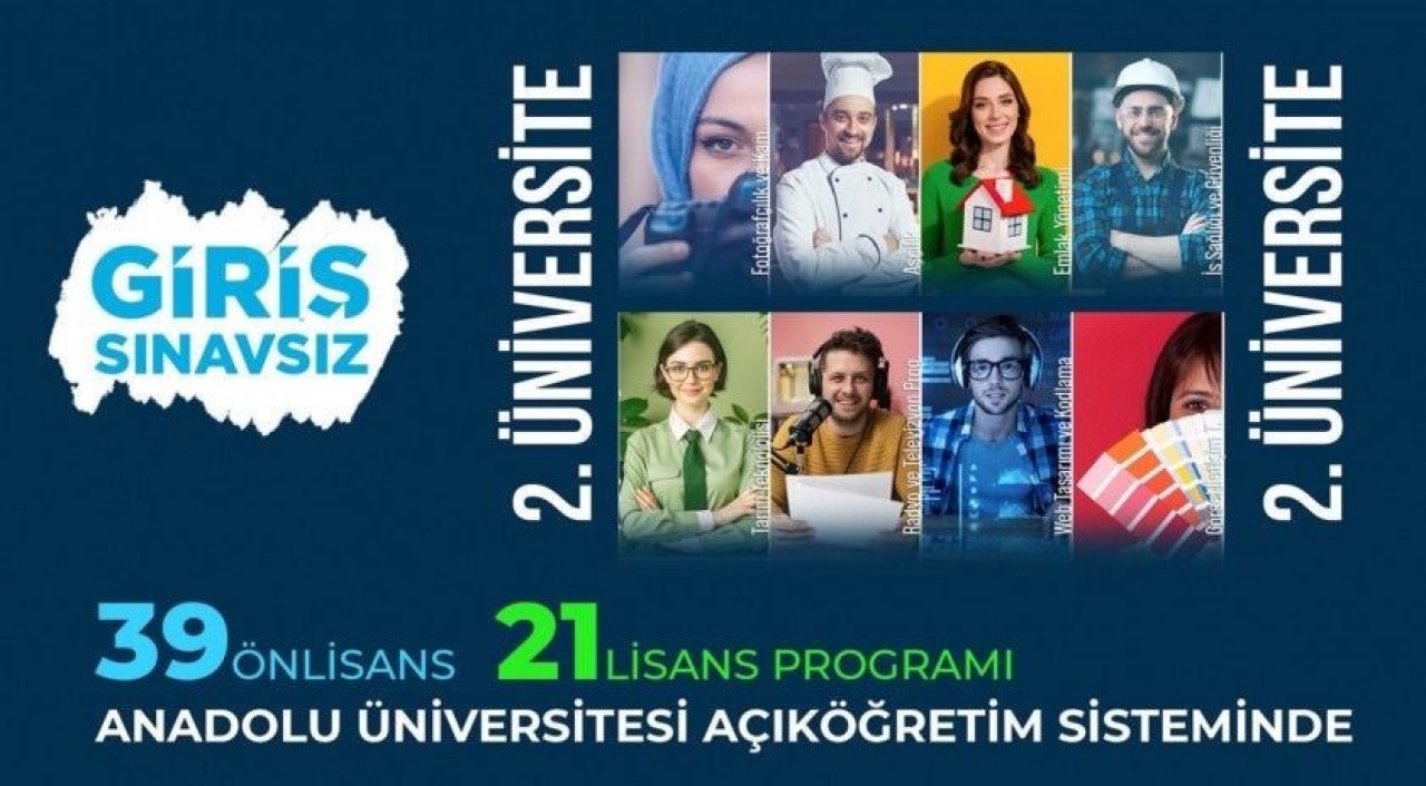 Anadolu Üniversitesi Sınavsız İkinci Üniversite Kayıtları Devam Ediyor