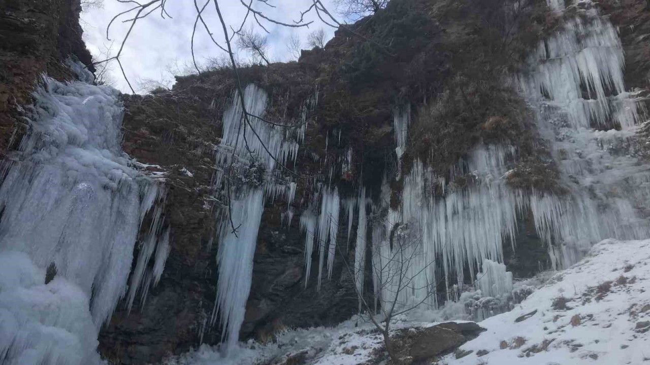 Soğuk Hava,  Şelaleleri Buzla Kapladı