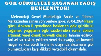 Dikkat! Ankara'da Kuvvetli Gök Gürültülü Sağanak Yağış Uyarısı!