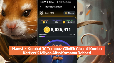 Hamster Kombat 30 Temmuz  Günlük Gizemli Kombo Kartları! 5 Milyon Altın Kazanma Rehberi