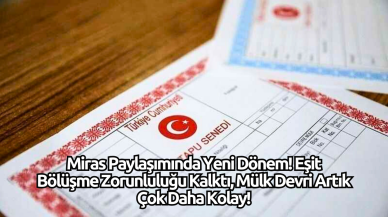 Miras Paylaşımında Yeni Dönem! Eşit Bölüşme Zorunluluğu Kalktı,  Mülk Devri Artık Çok Daha Kolay!